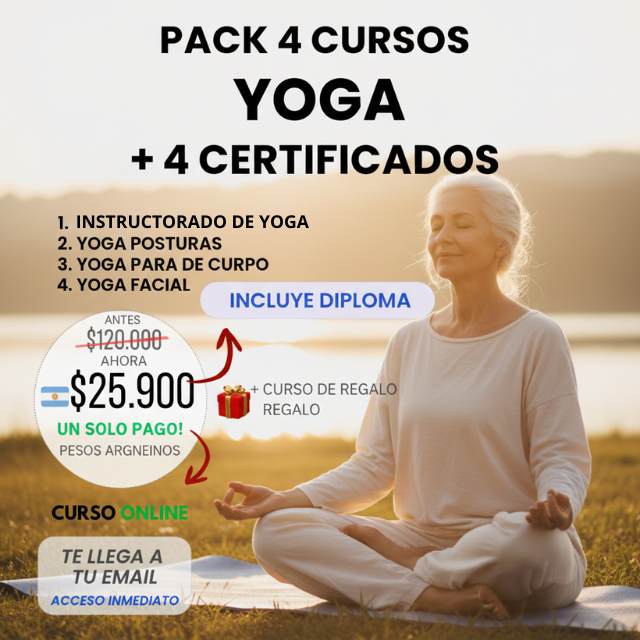Pack 4 en 1 - Experto en Yoga: Instructorado + Facial + Fortalecimiento